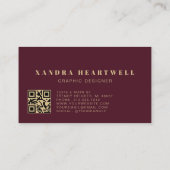 Moody Burgundy Gold Glitter Ink Abstract QR Code Visitenkarte (Rückseite)