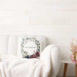 Moody Burgundy Navy Floral Gold Geometric Wedding  Kissen<br><div class="desc">Add a touch of elegance to your wedding decor or home with this moody floral pillow. Featuring hand-painted watercolor burgundy and navy blue flowers with a chic gold geometric frame. A perfect personalized gift for the newlyweds or a sophisticated accent for your wedding lounge area. Fully customizable with names or...</div>