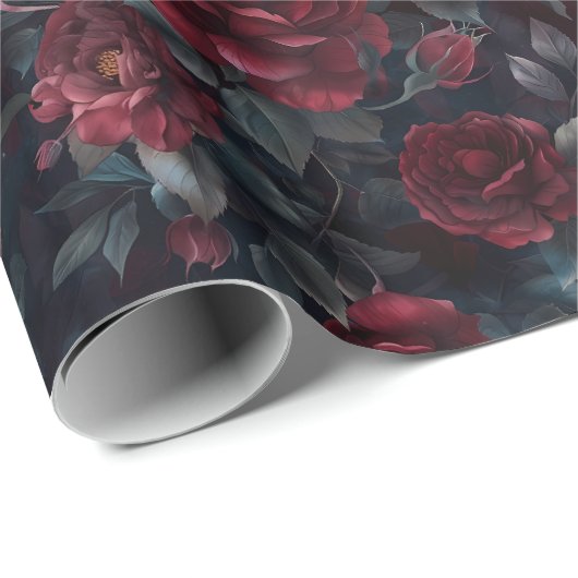 Moody Burgundy Rose Geschenkpapier (Rolleneckpunkt)
