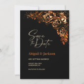 Moody Burnt Orange Bloral Wedding Save the Date (Vorderseite)