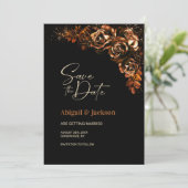 Moody Burnt Orange Bloral Wedding Save the Date (Stehend Vorderseite)