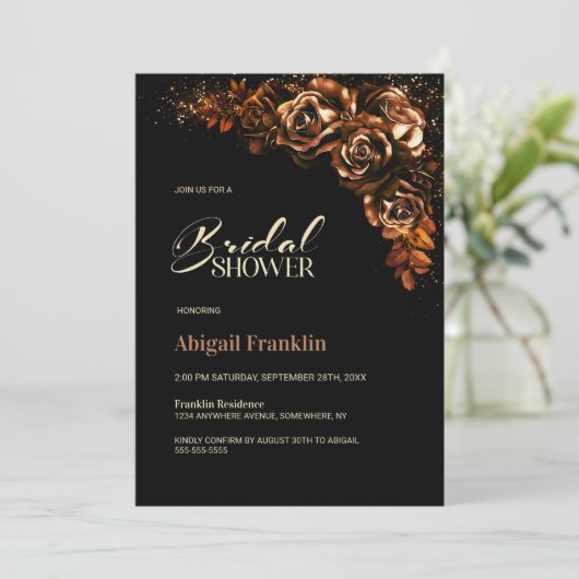 Moody Burnt Orange Brautparty Einladung (Stehend Vorderseite)