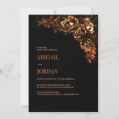 Moody Burnt Orange Floral All in One Wedding Einladung (Vorderseite)