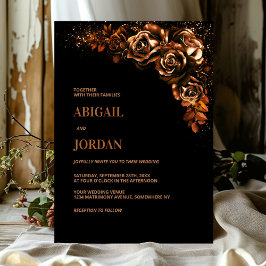 Moody Burnt Orange Floral Wedding Einladung