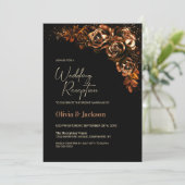 Moody Burnt Orange Floral Wedding Reception Einladung (Stehend Vorderseite)