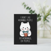 Moody Cat Morning People Kaffee müde Kitty Funny Postkarte (Stehend Vorderseite)