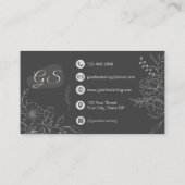 Moody Charcoal Gray Floral Line Art Modernes Scrip Visitenkarte (Rückseite)