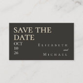 Moody Charcoal Minimalist Wedding Save the Date QR Begleitkarte (Vorderseite)