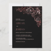 Moody Chocolate Floral Wedding Einladung (Vorderseite)