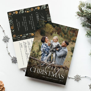 Moody Chrirstmas Botanisches Vertikales Foto Feiertagspostkarte