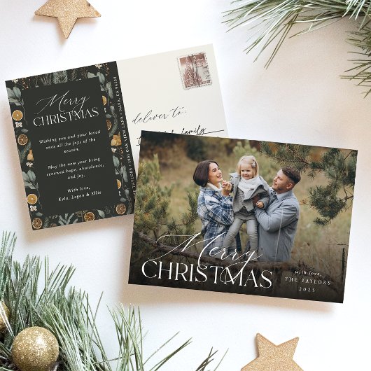 Moody Christmas Botanisches Vertikales Foto Feiertagspostkarte