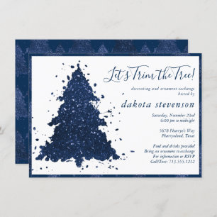 Moody Christmas Classy Navy Blue Trem Trim Party Feiertagskarte