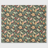Moody Christmas Holiday Trimms Green, Orange Geschenkpapier (Flach)