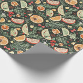 Moody Christmas Holiday Trimms Green, Orange Geschenkpapier (Ecke)