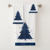 Moody Christmas Tree | Classy Dark Navy Blue Badhandtuch Set (Insitu)