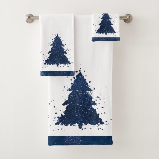 Moody Christmas Tree | Classy Dark Navy Blue Badhandtuch Set (Insitu)