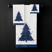 Moody Christmas Tree | Classy Dark Navy Blue Badhandtuch Set