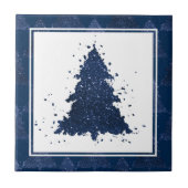 Moody Christmas Tree | Classy Dark Navy Blue Fliese (Vorderseite)