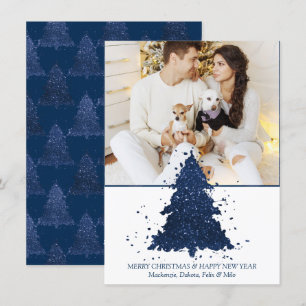 Moody Christmas Tree   Classy Dark Navy Blue Foto Feiertagskarte