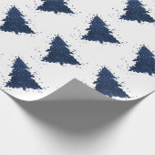 Moody Christmas Tree | Classy Dark Navy Blue Geschenkpapier (Ecke)