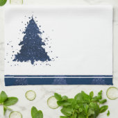 Moody Christmas Tree | Classy Dark Navy Blue Geschirrtuch (Gefaltet)