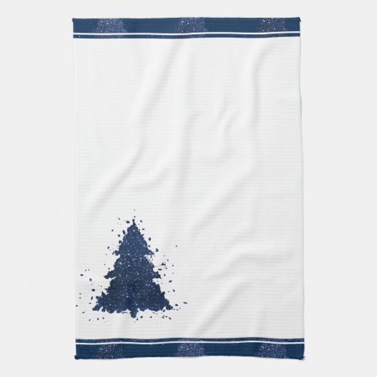 Moody Christmas Tree | Classy Dark Navy Blue Geschirrtuch (Vertikal)