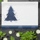 Moody Christmas Tree | Classy Dark Navy Blue Geschirrtuch