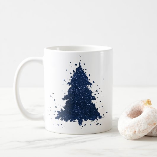 Moody Christmas Tree | Classy Dark Navy Blue Kaffeetasse (Mit Donut)