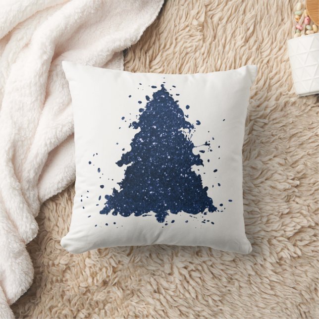 Moody Christmas Tree | Classy Dark Navy Blue Kissen (Decke)