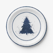 Moody Christmas Tree | Classy Dark Navy Blue Pappteller (Vorderseite)