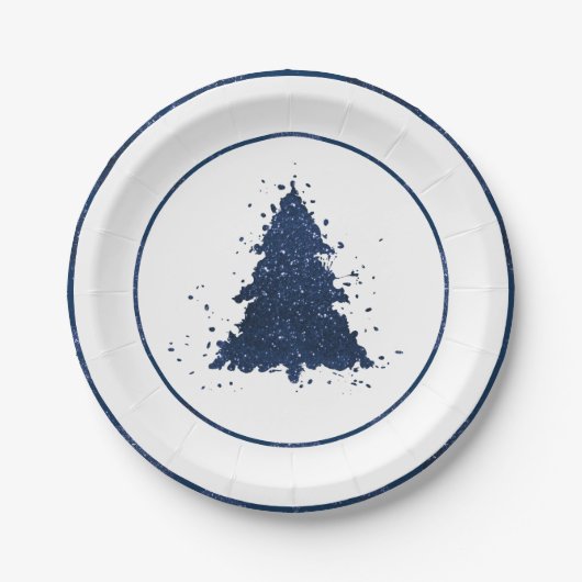 Moody Christmas Tree | Classy Dark Navy Blue Pappteller (Vorderseite)
