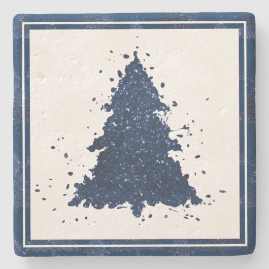 Moody Christmas Tree | Classy Dark Navy Blue Steinuntersetzer (Vorderseite)