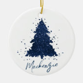 Moody Christmas Tree | Classy Navy Blue Custom Keramik Ornament (Vorne)