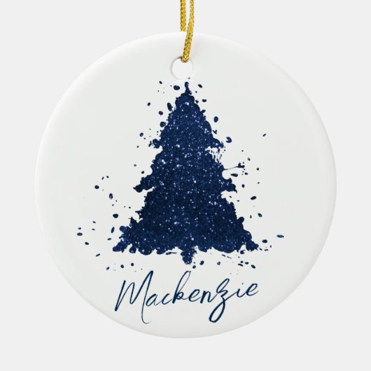 Moody Christmas Tree | Classy Navy Blue Custom Keramik Ornament (Vorne)