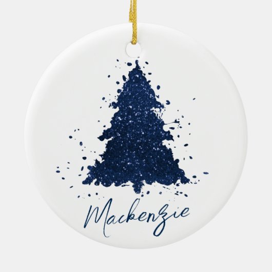 Moody Christmas Tree | Classy Navy Blue Custom Keramik Ornament (Hinten)