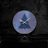 Moody Christmas Tree | Classy Navy Blue Spritzer Runde Wanduhr