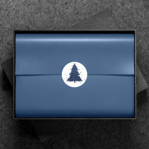 Moody Christmas Tree   Classy Navy Blue Spritzer Runder Aufkleber