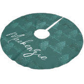 Moody Christmas Tree | Dark Midnight Aquamarin Cus Polyester Weihnachtsbaumdecke (Schrägansicht)