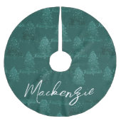 Moody Christmas Tree | Dark Midnight Aquamarin Cus Polyester Weihnachtsbaumdecke (Vorderseite)