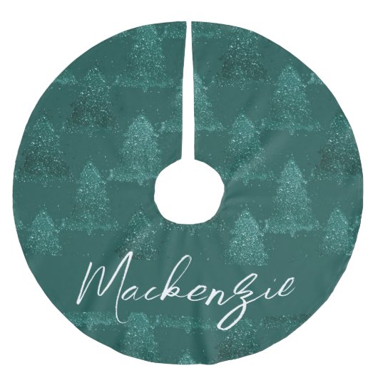 Moody Christmas Tree | Dark Midnight Aquamarin Cus Polyester Weihnachtsbaumdecke (Vorderseite)