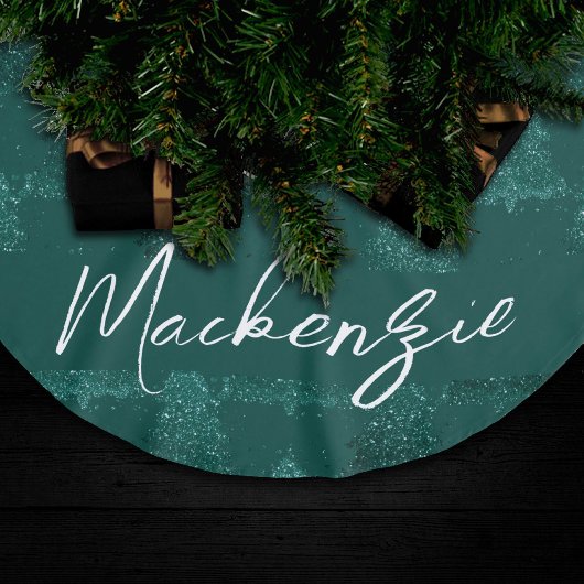 Moody Christmas Tree | Dark Midnight Aquamarin Cus Polyester Weihnachtsbaumdecke