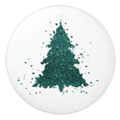 Moody Christmas Tree | Dark Midnight Aquamarin Gre Keramikknauf (Vorderseite)
