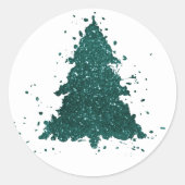 Moody Christmas Tree | Dark Midnight Aquamarin Gre Runder Aufkleber (Vorderseite)