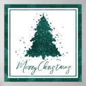 Moody Christmas Tree | Dark Midnight Aquamarin Scr Poster (Vorne)