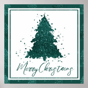 Moody Christmas Tree Dark Midnight Aquamarin Scr Poster