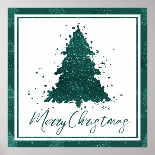 Moody Christmas Tree | Dark Midnight Aquamarin Scr Poster (Vorne)