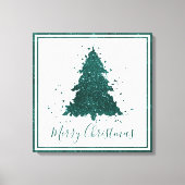 Moody Christmas Tree | Dark Midnight Teal Script Leinwanddruck (Vorderseite)
