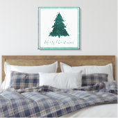 Moody Christmas Tree | Dark Midnight Teal Script Leinwanddruck (Insitu (Schlafzimmer))