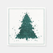 Moody Christmas Tree | Deep Mitnight Aquamarin Spr Serviette (Vorderseite)