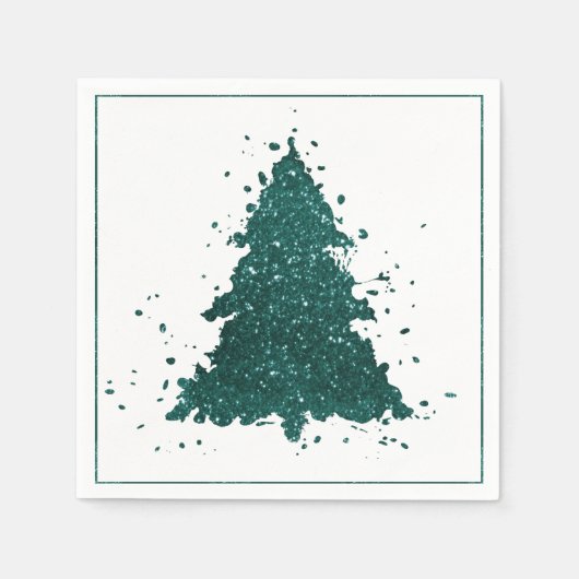 Moody Christmas Tree | Deep Mitnight Aquamarin Spr Serviette (Vorderseite)